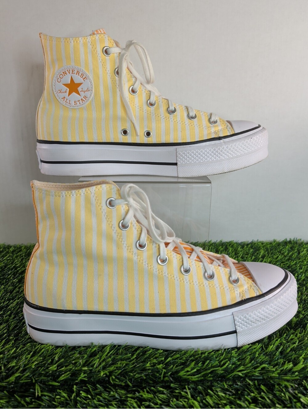 Converse Chuck Taylor AS Stripes Platform Hi, A03298C White/Mango Women's 10